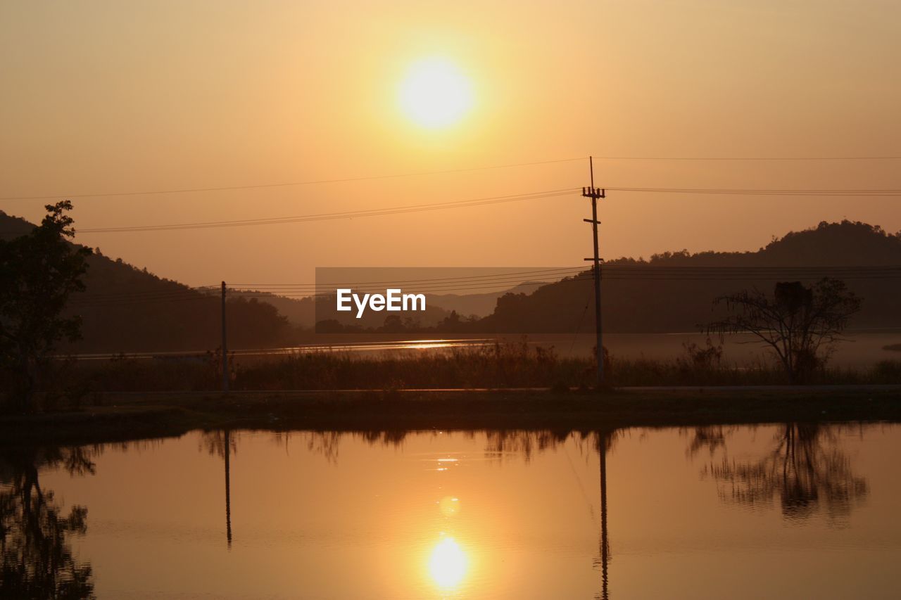 SCENIC VIEW OF LAKE DURING SUNSET