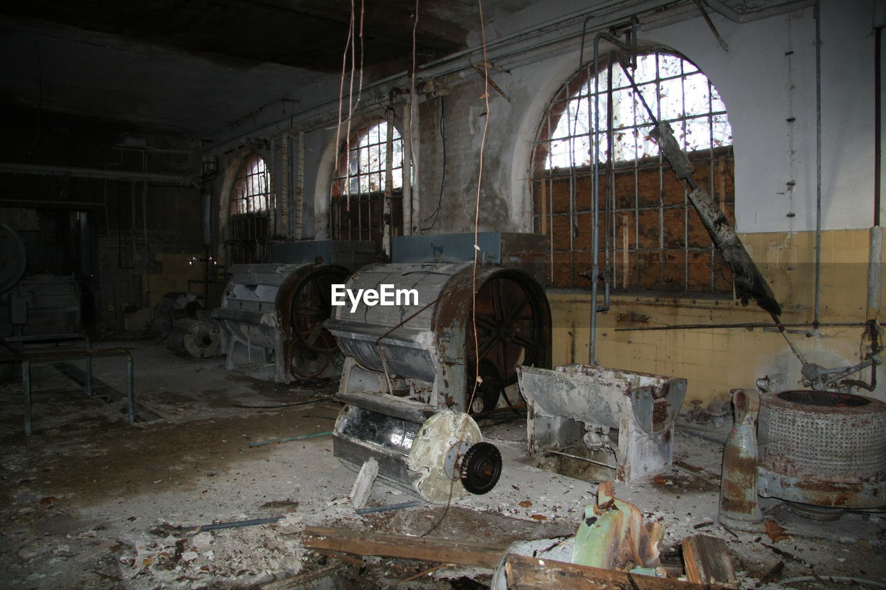 Rusty machineries in abandoned factory