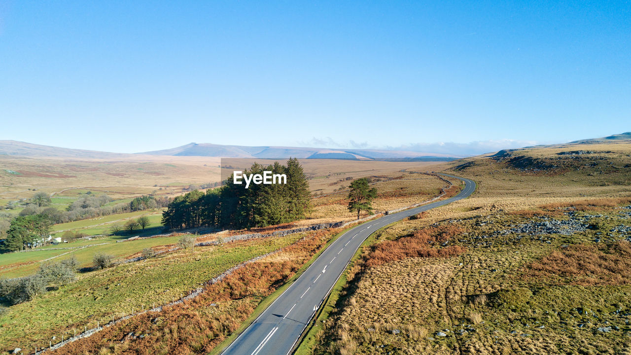 Scenic view of road against clear sky