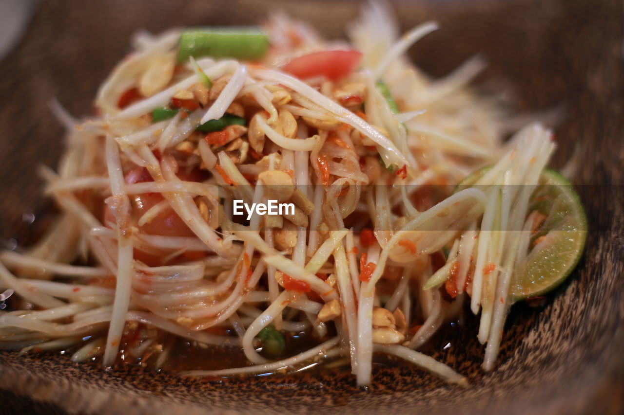 High angle view of meal served in plate