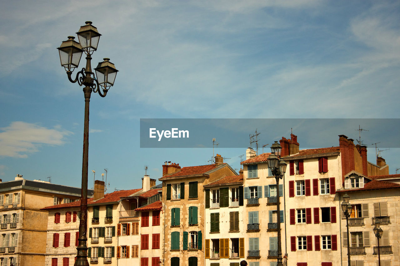 Low angle view of residential buildings against sky