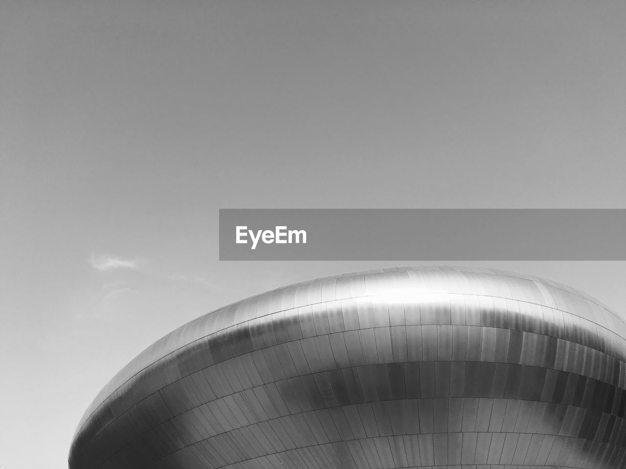 Low angle view of modern building against clear sky