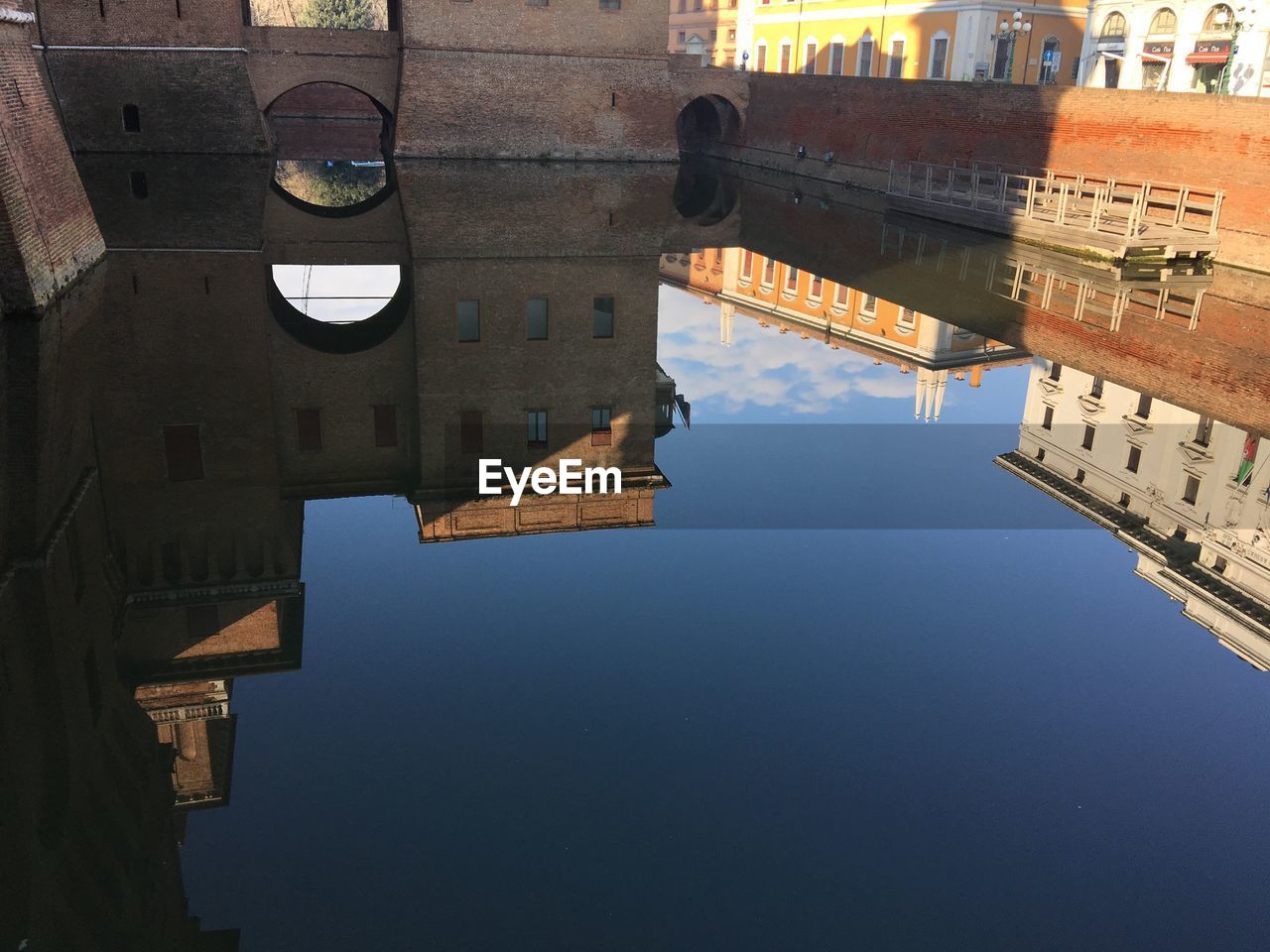 Reflection of buildings in city