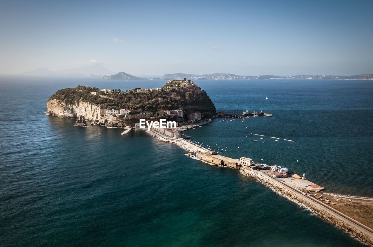 High angle view of sea against sky