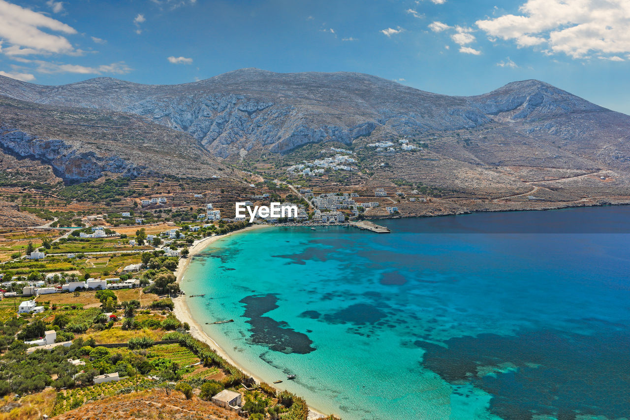 AERIAL VIEW OF SEA AND MOUNTAINS