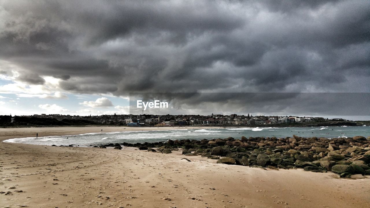 Scenic view of beach against sky