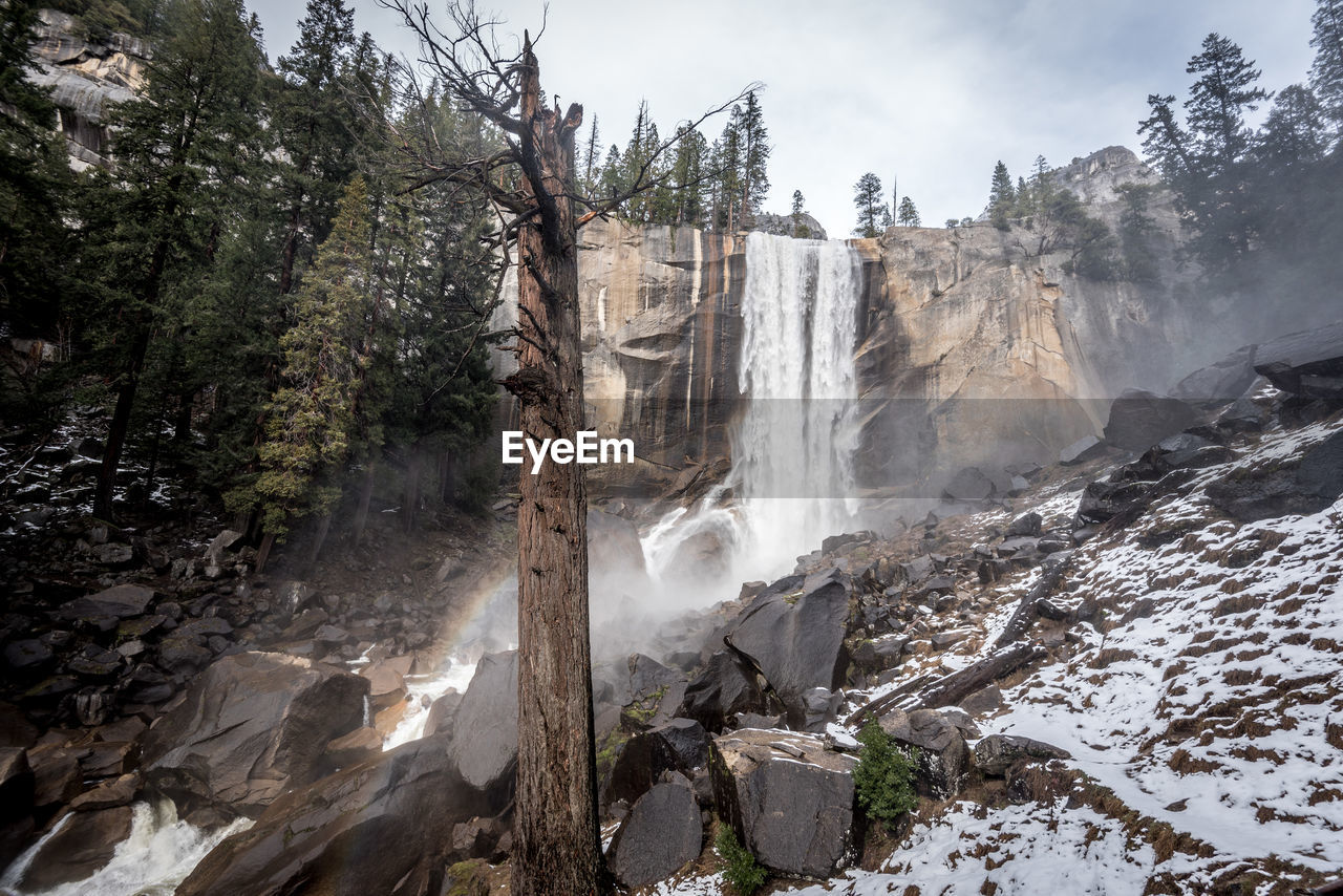 PANORAMIC SHOT OF WATERFALL AGAINST SKY