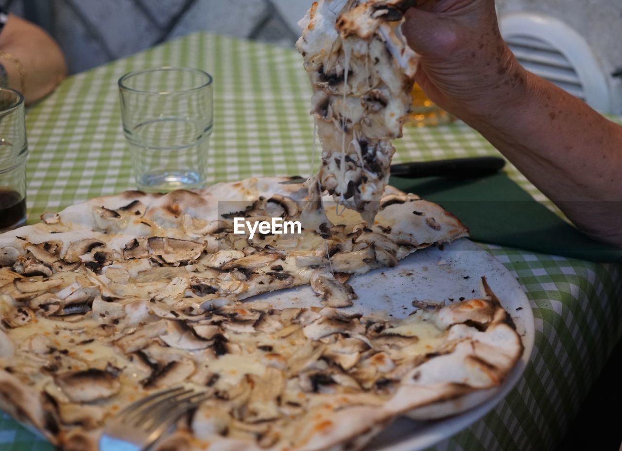 Pizza with mushrooms