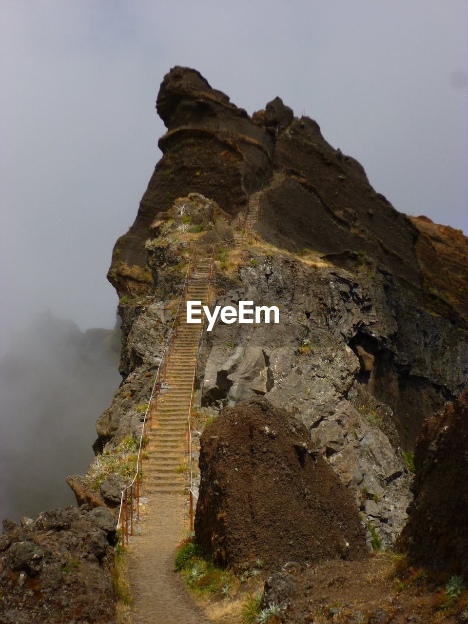 Empty steps on rock formation