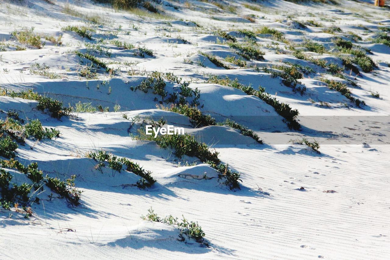 Scenic view of snow covered landscape against blue sky