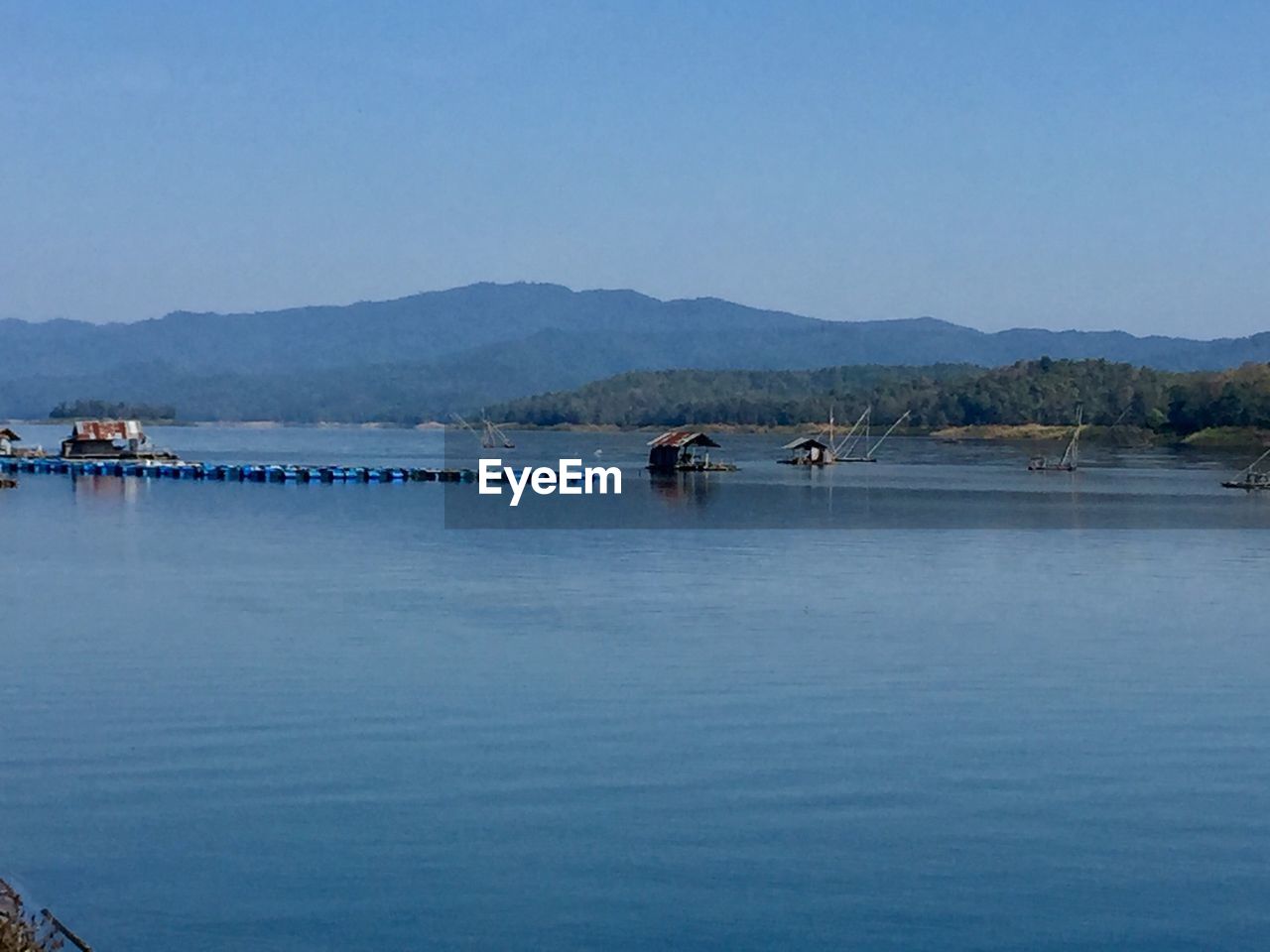 SCENIC VIEW OF LAKE AGAINST CLEAR SKY