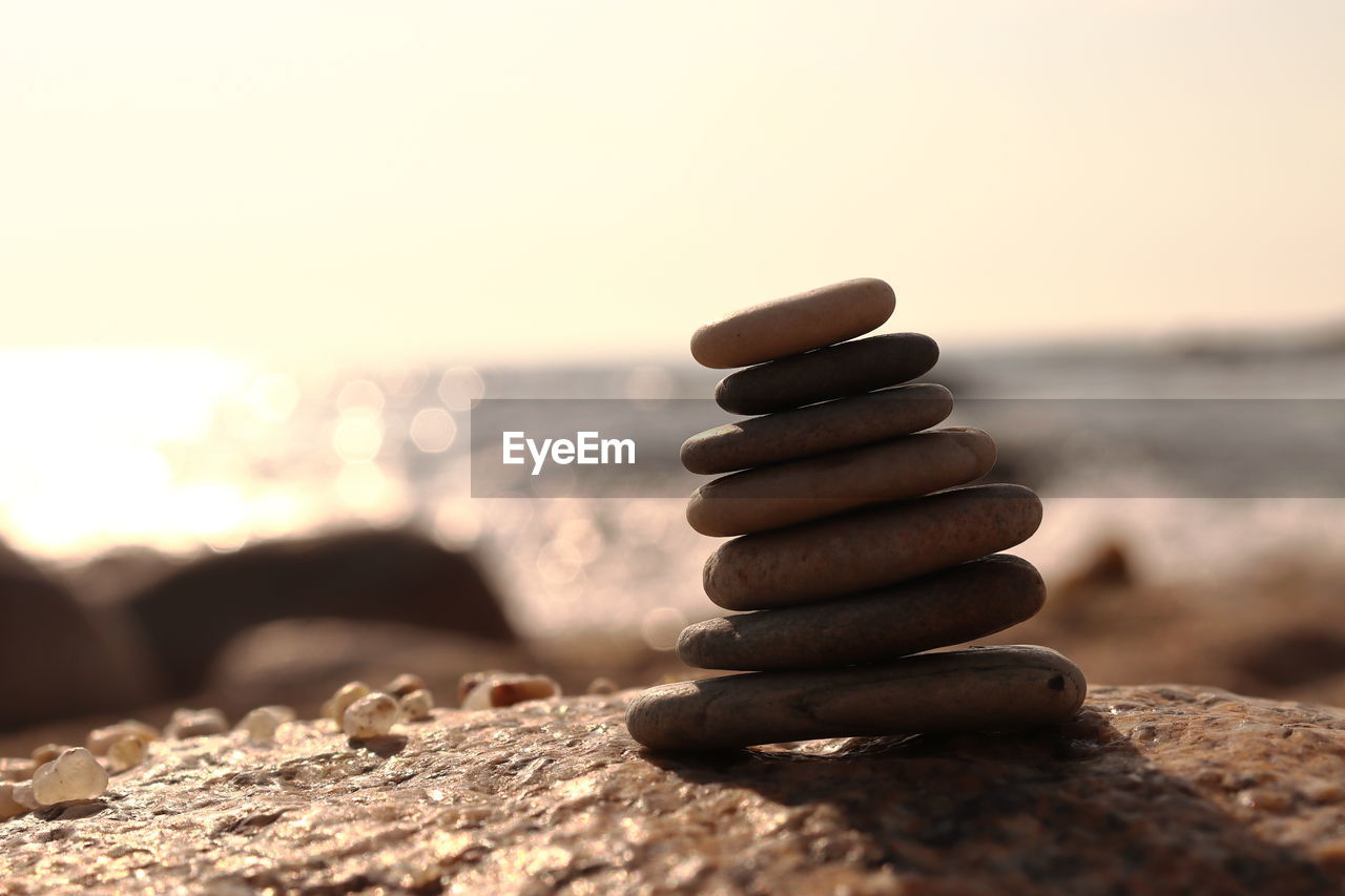 Stack of stones on shore