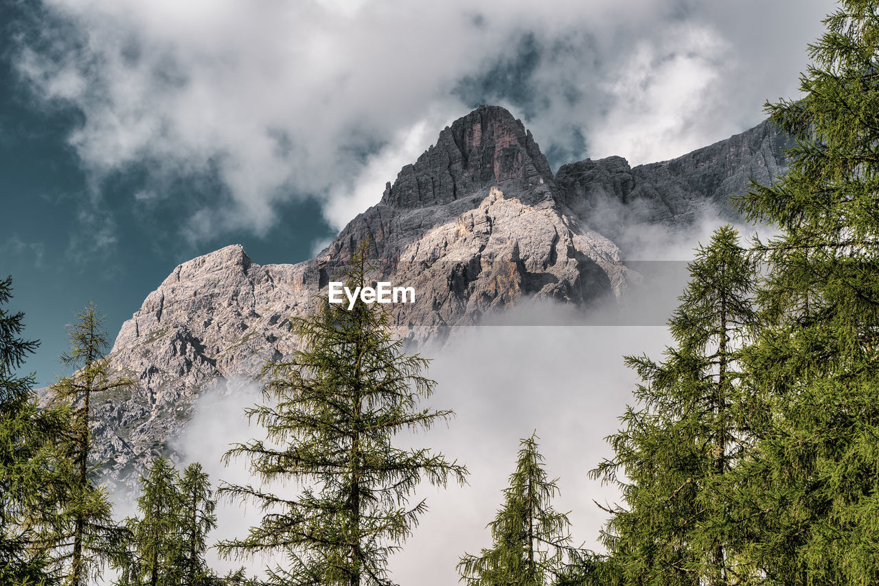 Panoramic view of the sexten dolomites, italy.