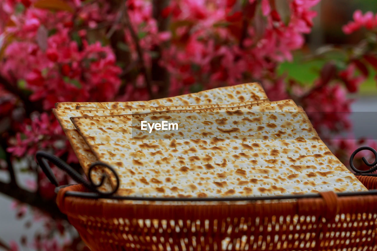 Close up of crackers in basket