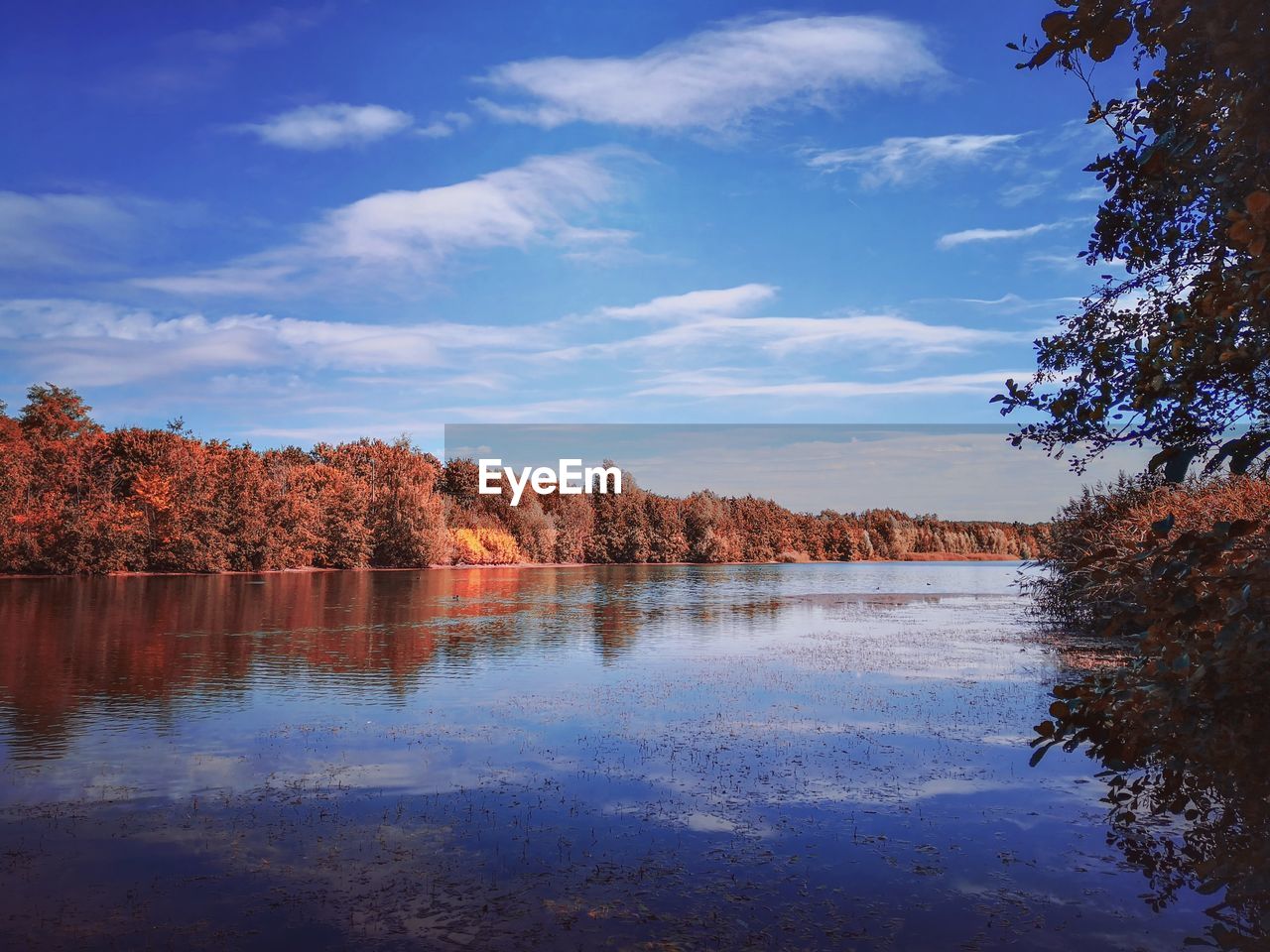 Scenic view of lake against sky