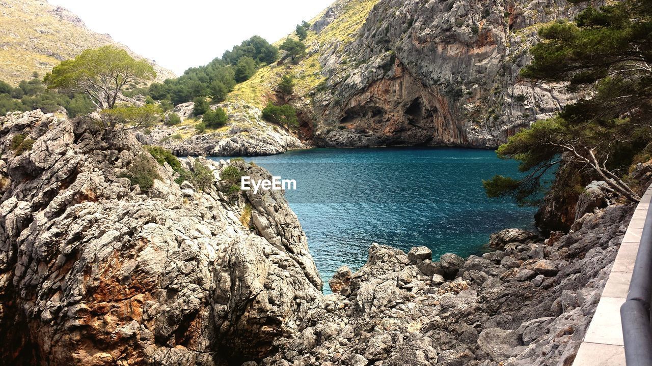 Scenic view of sea and rocks