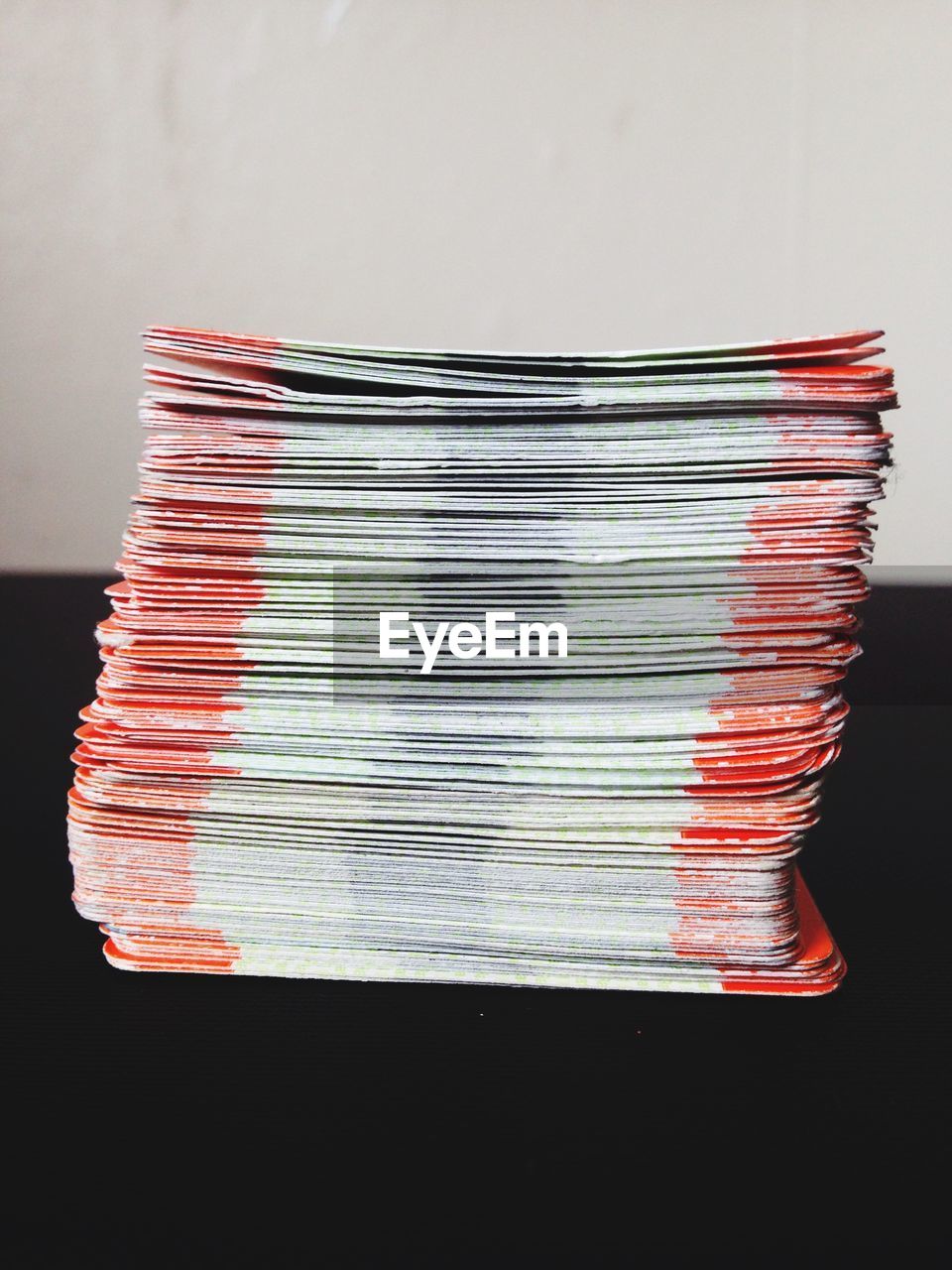 Stack of train tickets on table