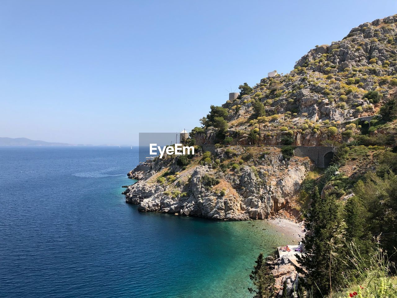 Scenic view of sea against clear sky