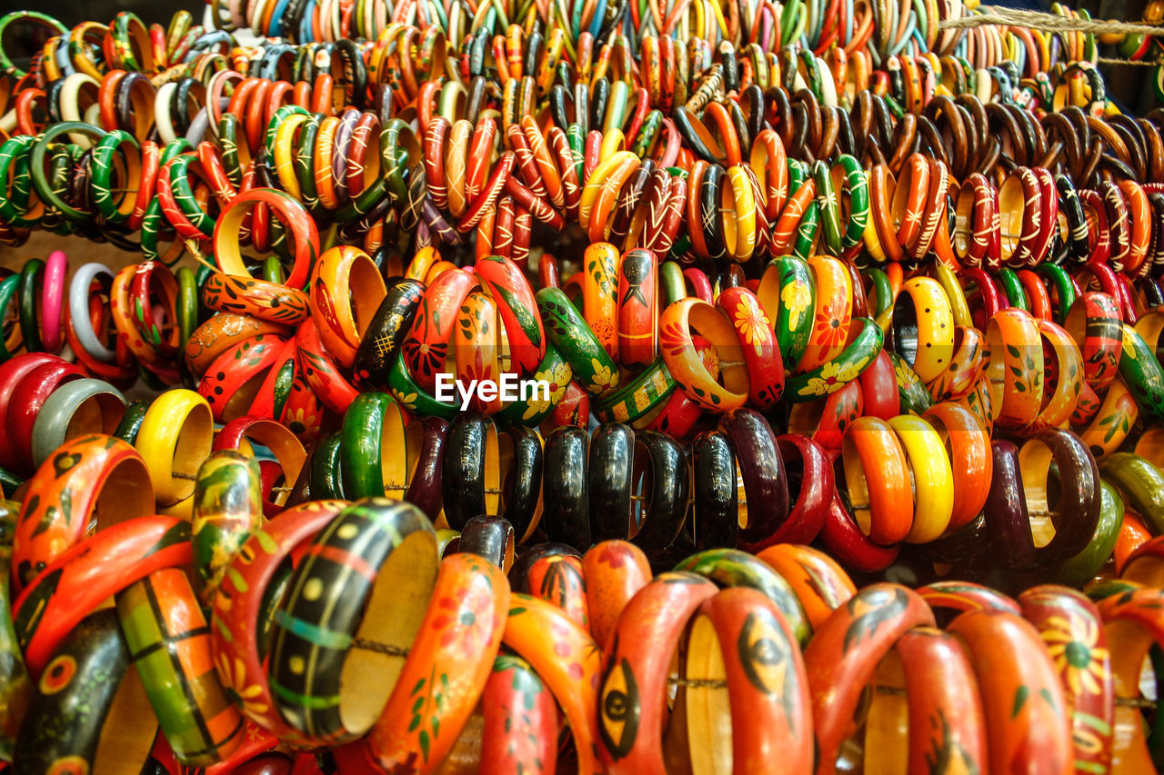 Full frame shot of handmade bracelets for sale