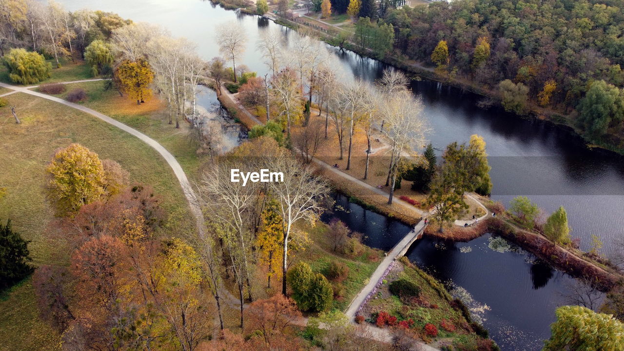 high angle view of bridge over river