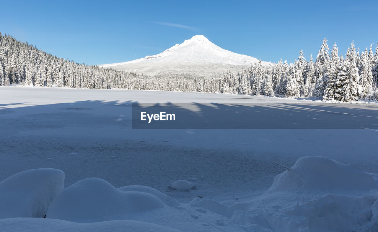 Scenic view of landscape against sky during winter