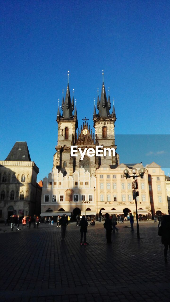 Low angle view of cathedral against blue sky