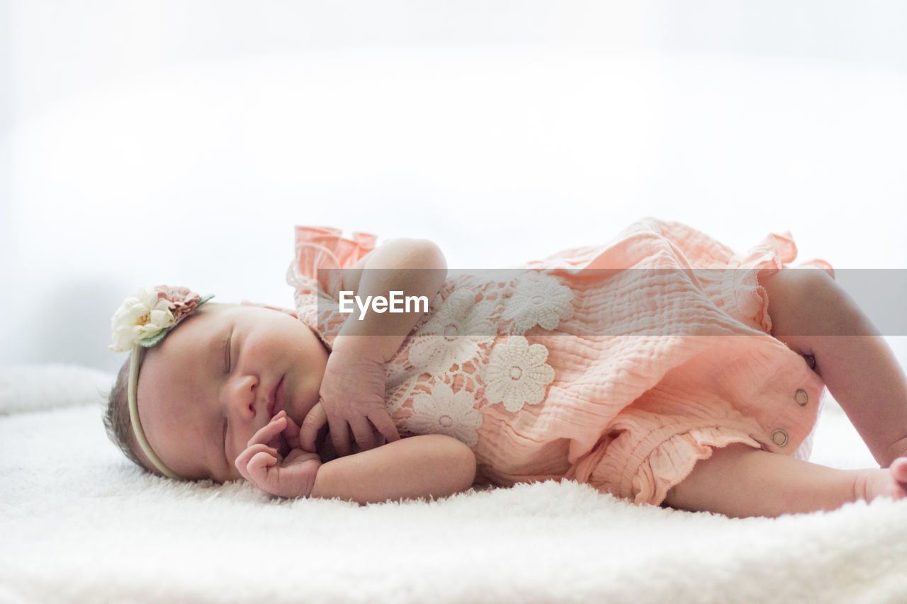 Portrait of cute baby girl sleeping