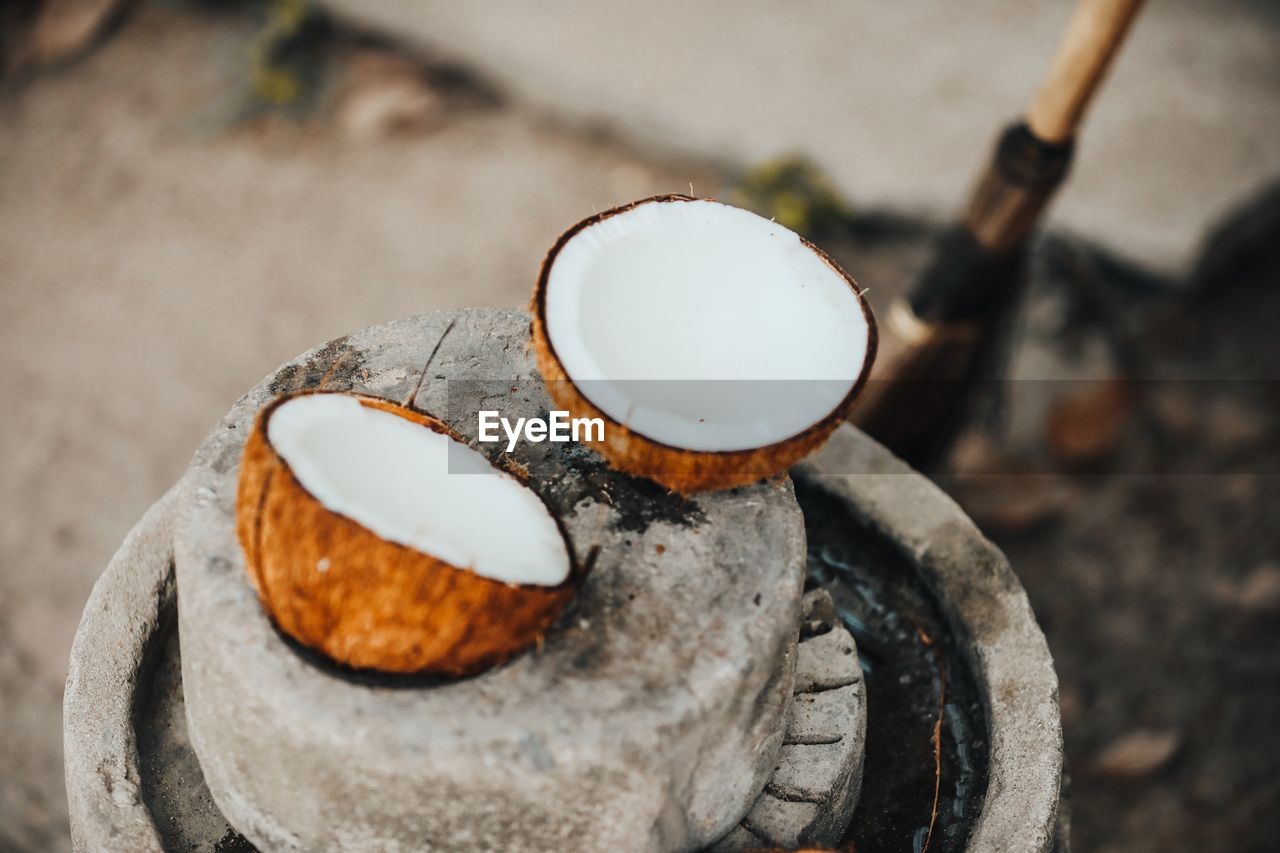 High angle view of coconut 