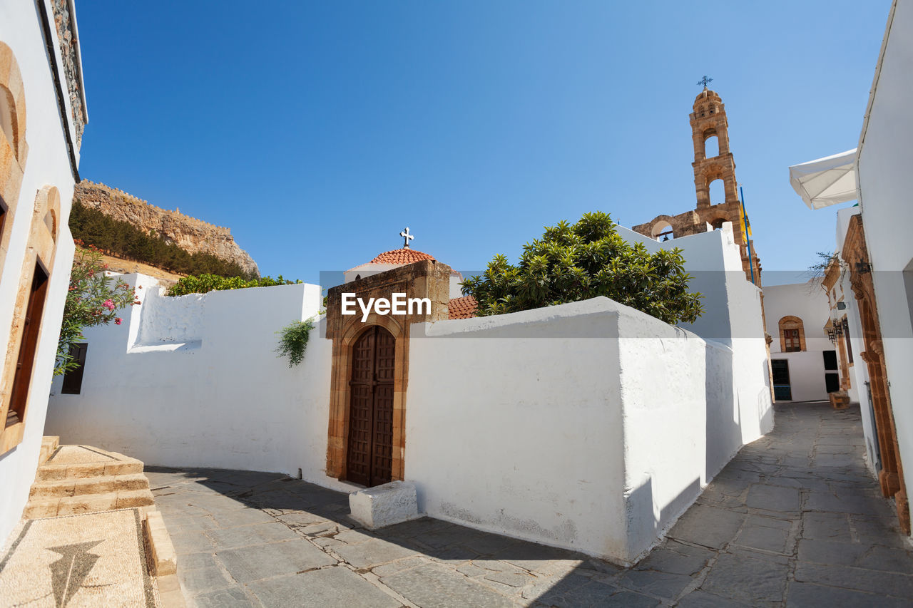 Church against clear blue sky