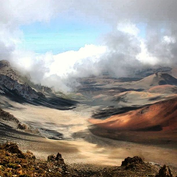 SCENIC VIEW OF MOUNTAINS AGAINST CLOUDY SKY