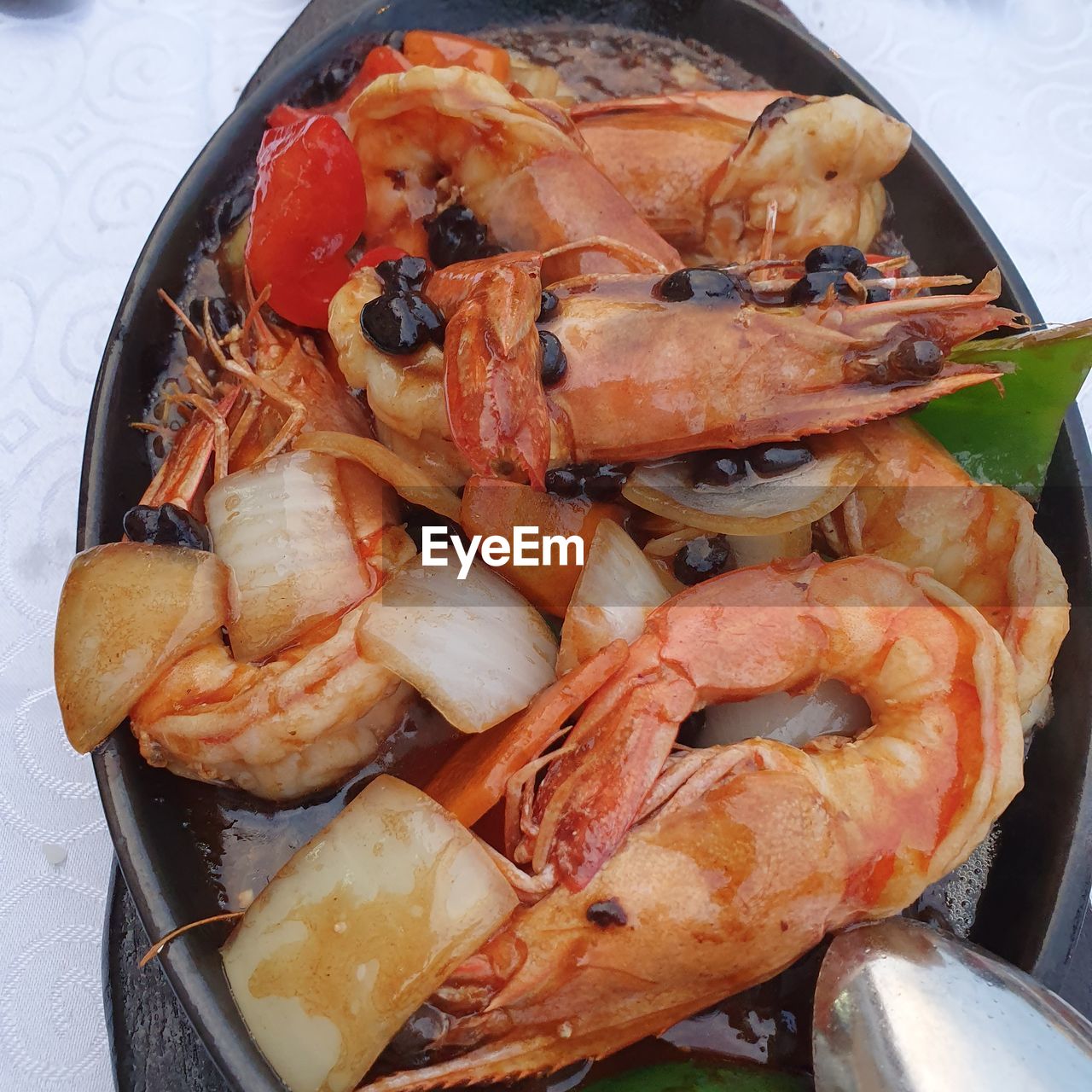 High angle view of seafood in plate