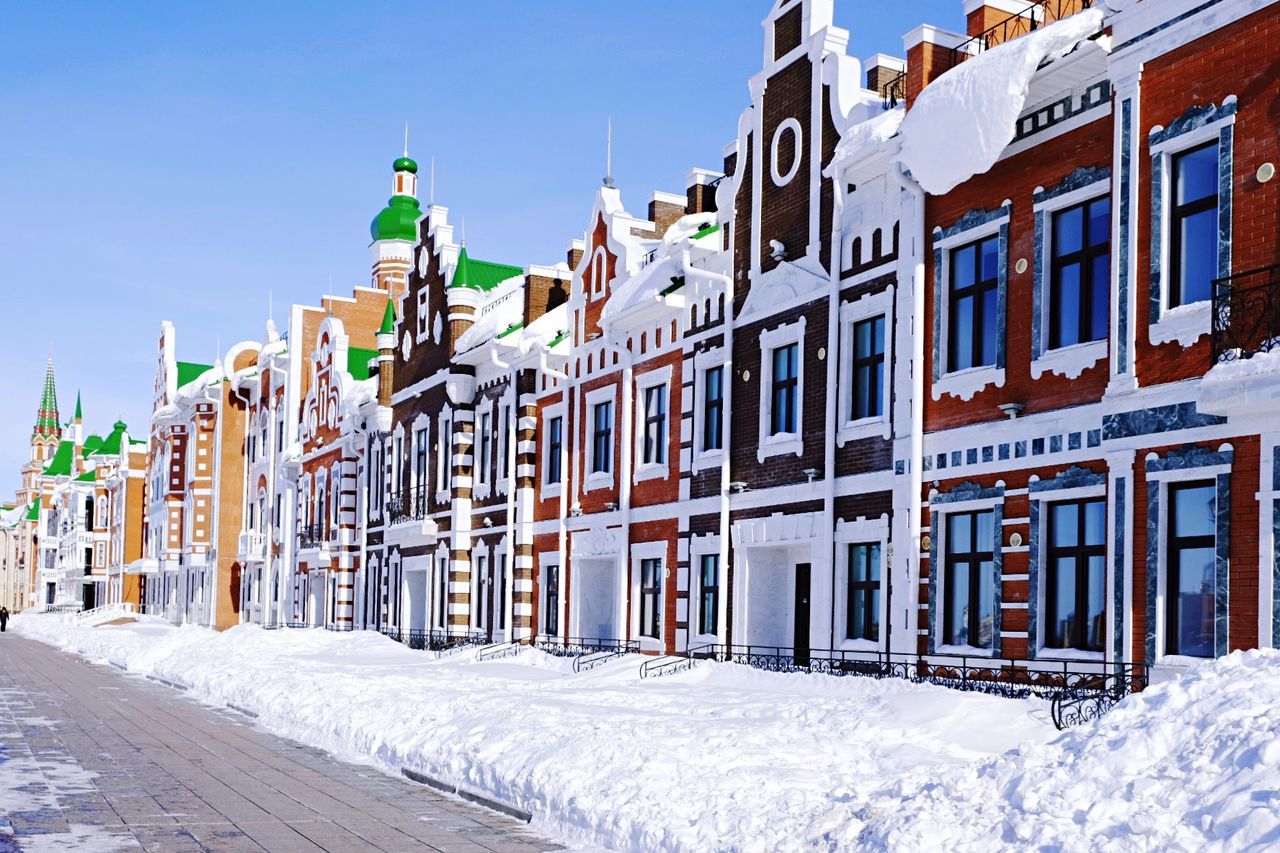 View of buildings in winter