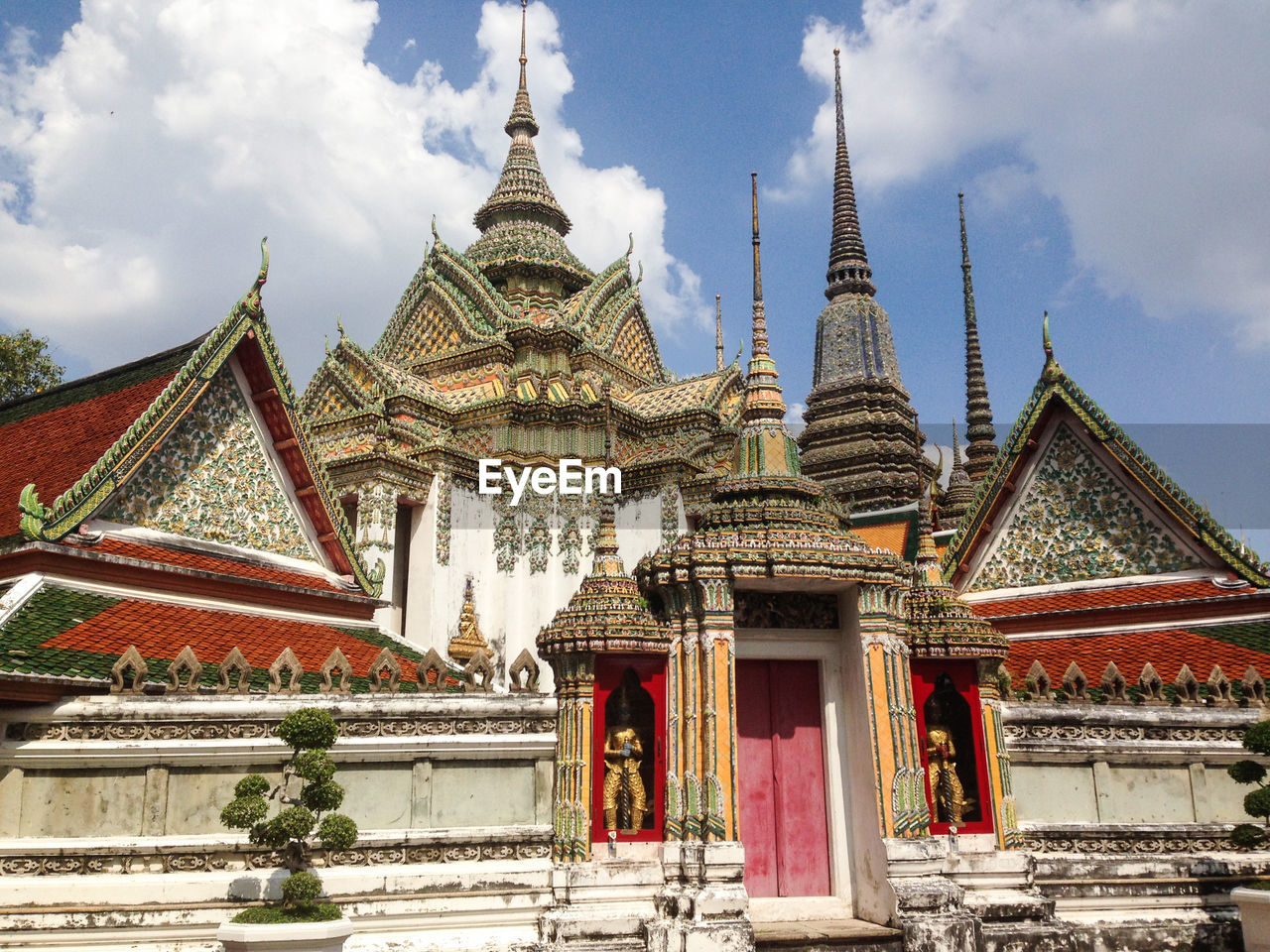 Low angle view of pagoda against sky