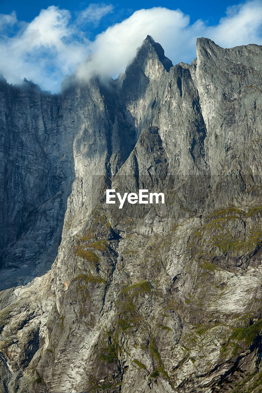 The troll wall or trollveggen, romsdalen valley, rauma, møre og romsdal, norway.