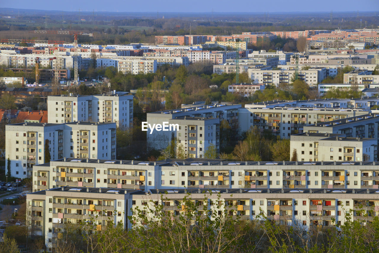 HIGH ANGLE VIEW OF RESIDENTIAL BUILDINGS