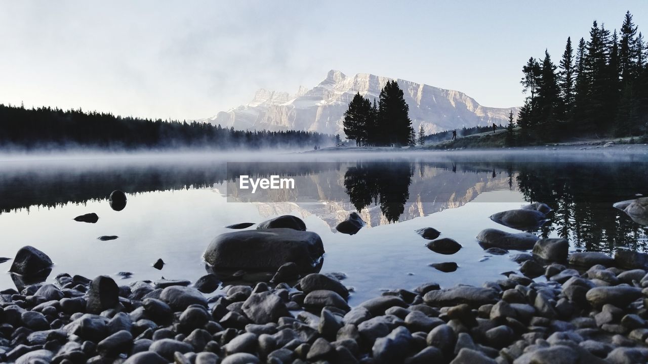 Scenic view of lake against sky