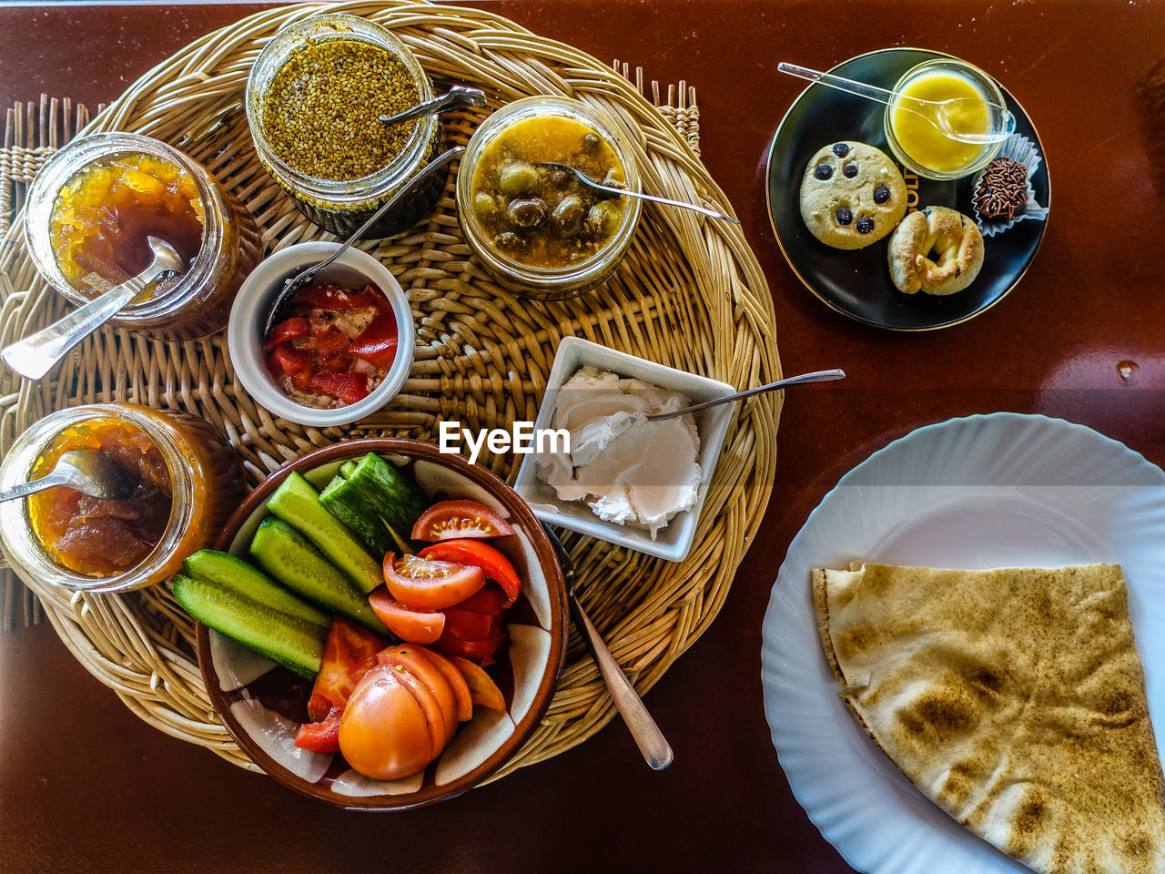 food and drink, food, healthy eating, freshness, table, dish, plate, meal, wellbeing, high angle view, vegetable, fruit, seafood, no people, cuisine, directly above, bowl, indoors, still life, asian food, lunch, drink, meat, variation, serving size