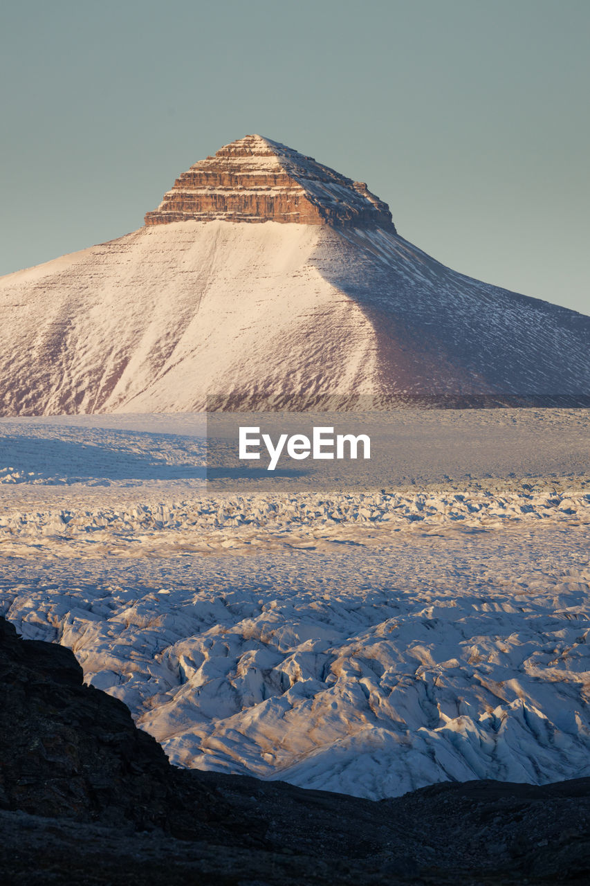 First snow at tre kroner . three crowns, kongsfjorden, svalbard