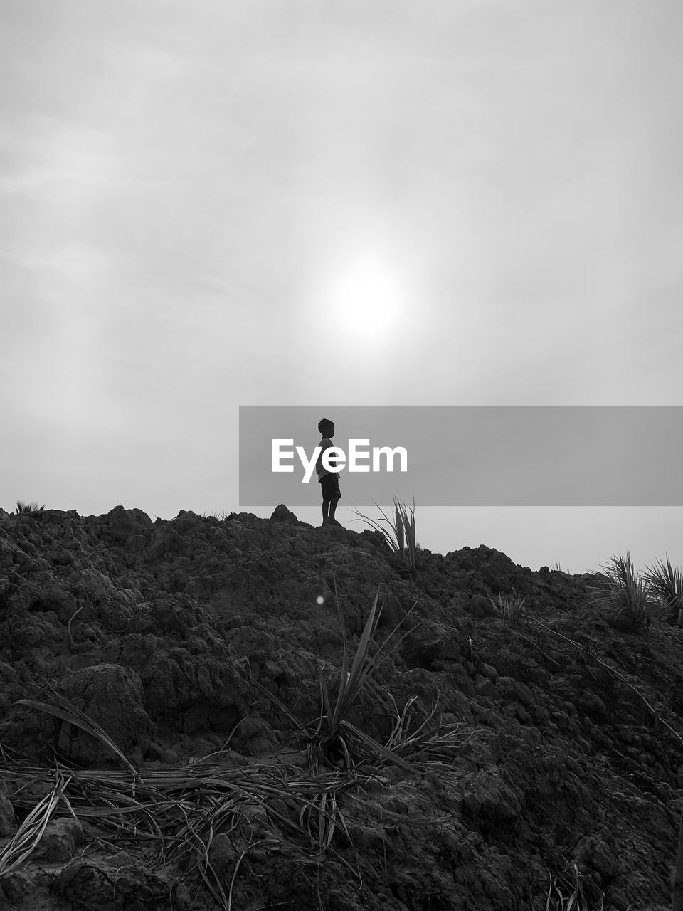 Man standing on field against sky