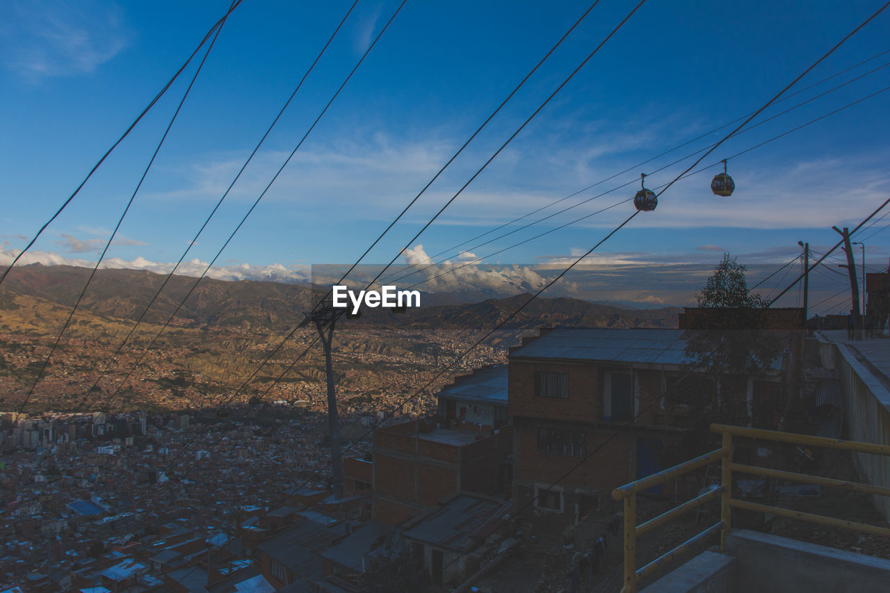 Cable cars above city