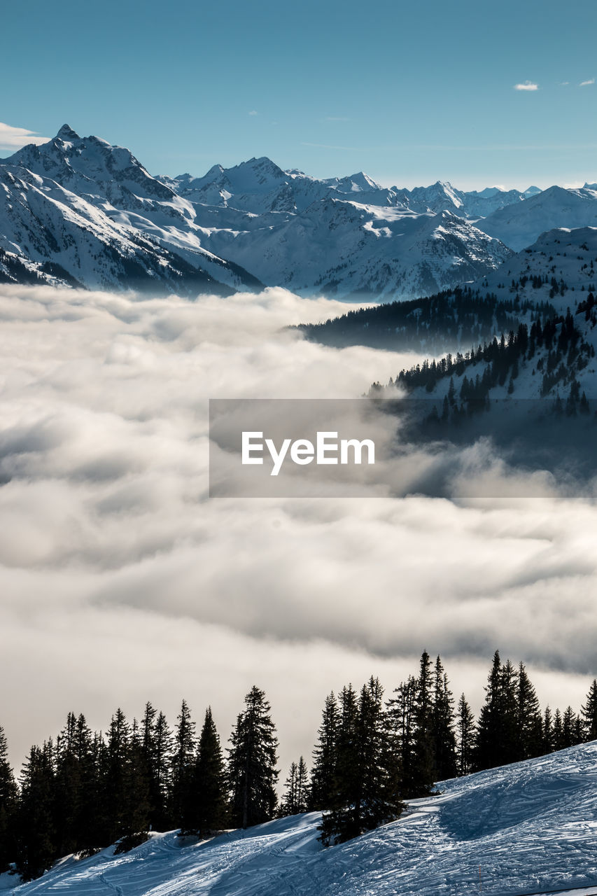 SCENIC VIEW OF SNOWCAPPED MOUNTAIN AGAINST SKY