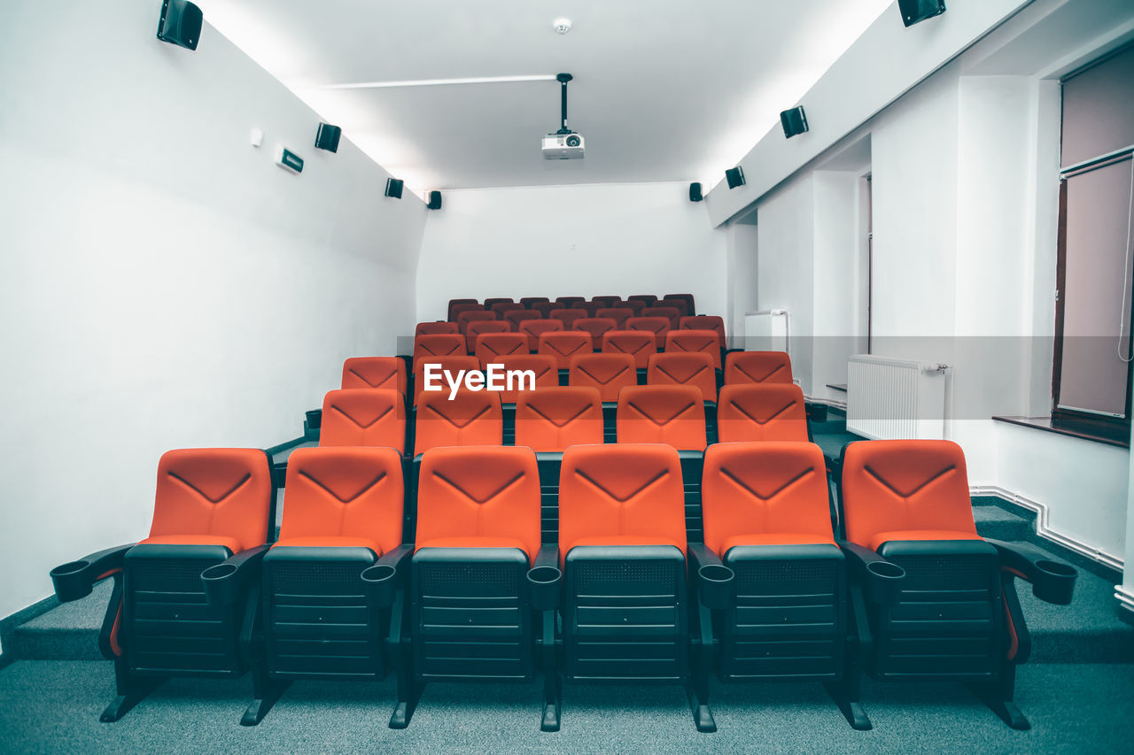VIEW OF EMPTY SEATS IN SUBWAY