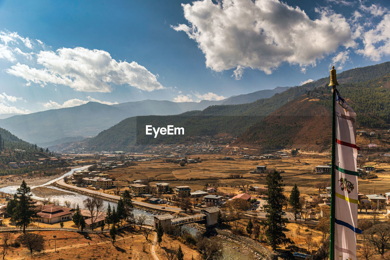 high angle view of landscape against sky