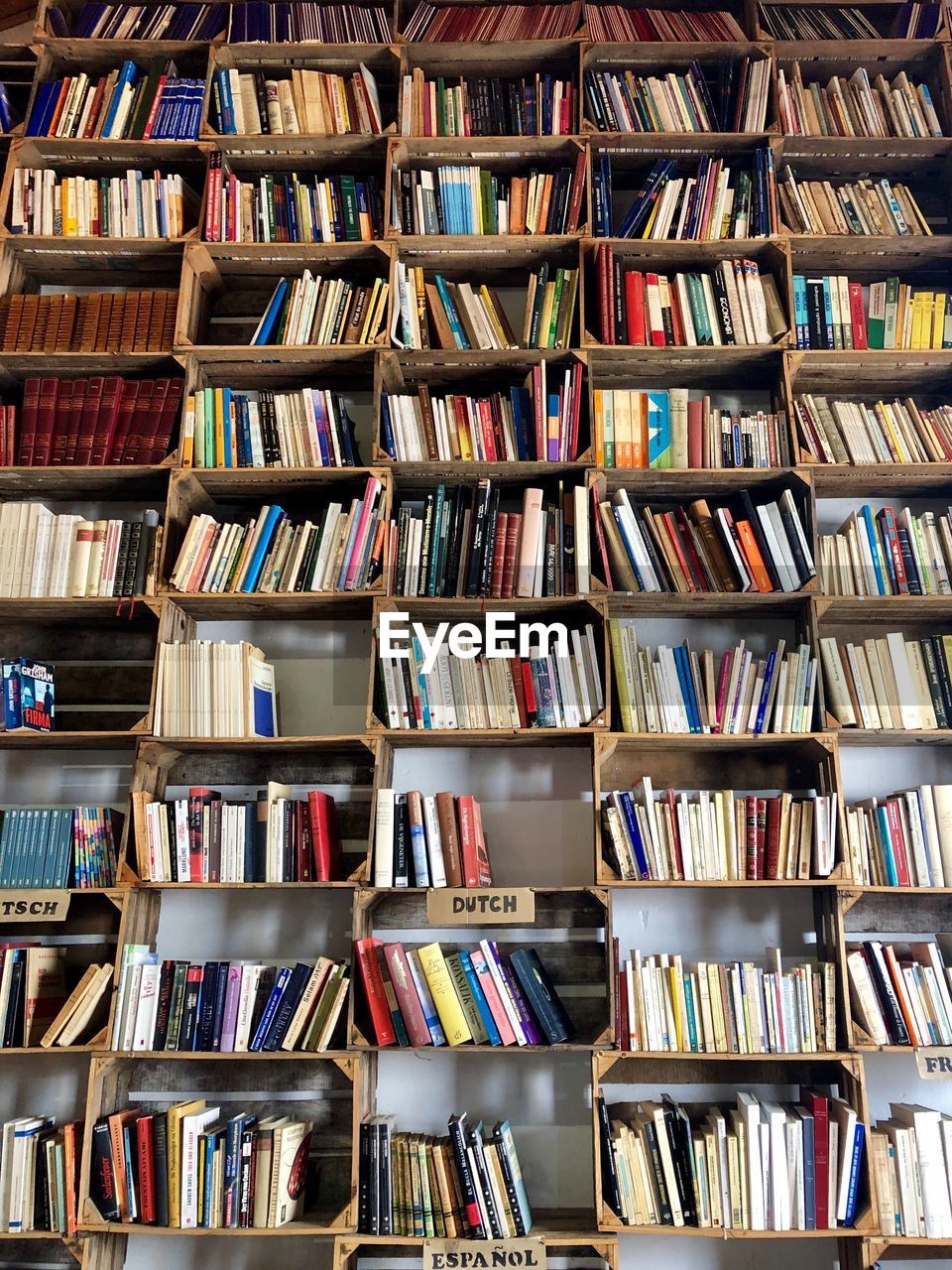 Full frame shot of books in shelf