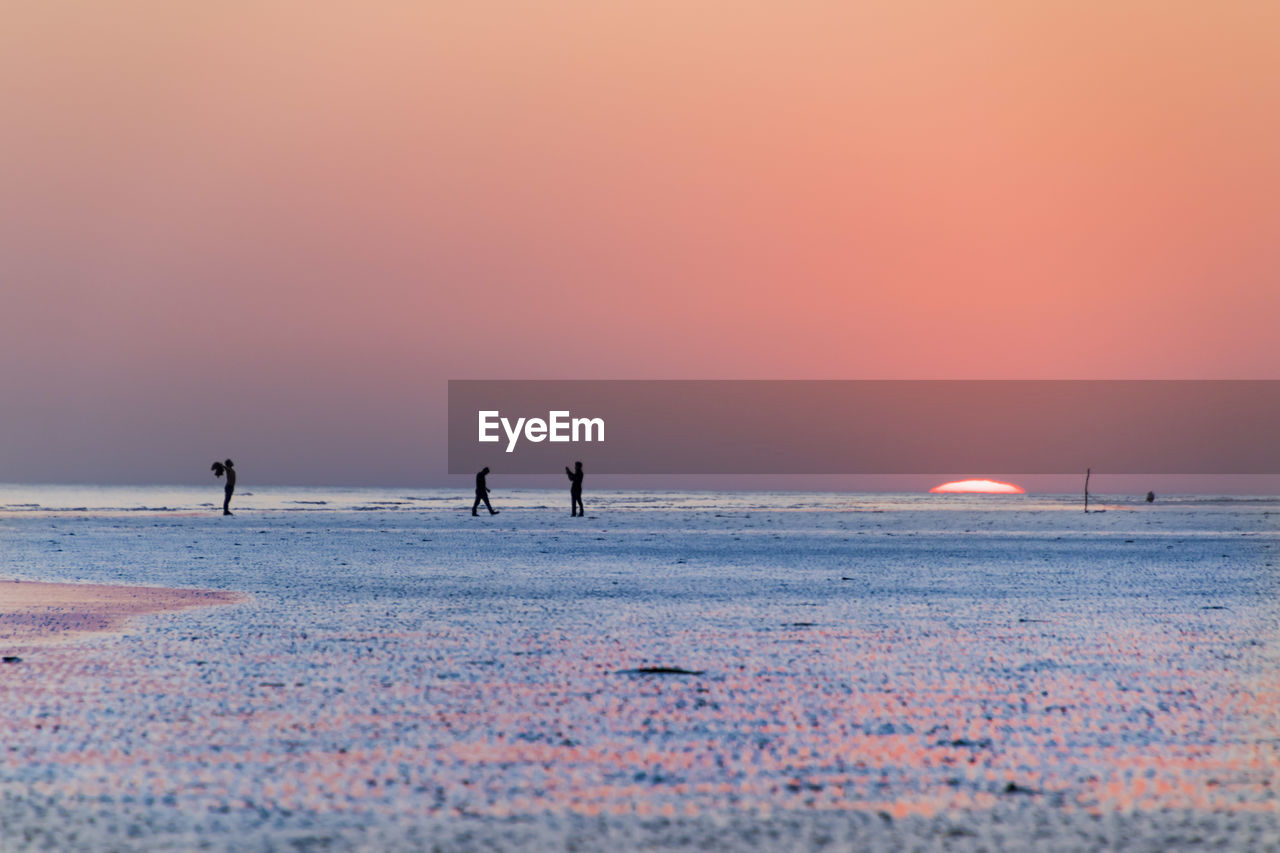 SILHOUETTE PEOPLE ON BEACH DURING SUNSET