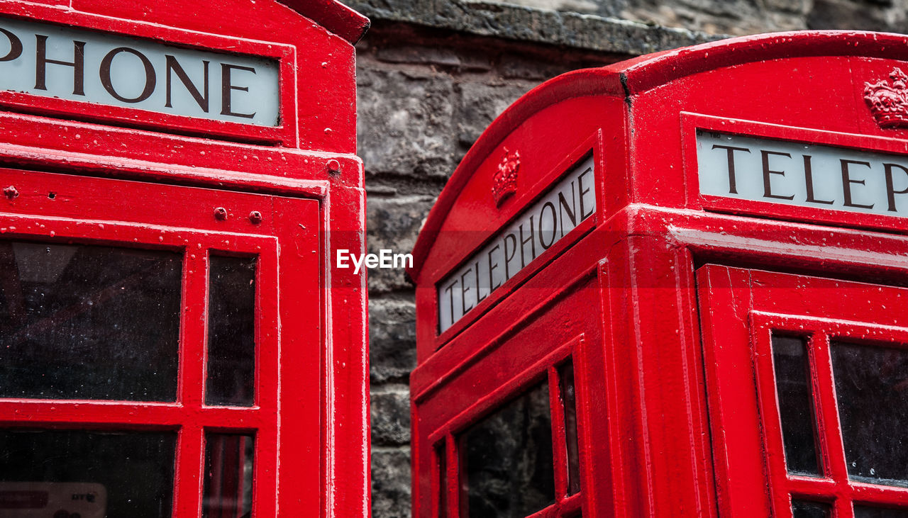 CLOSE-UP OF TELEPHONE BOOTH