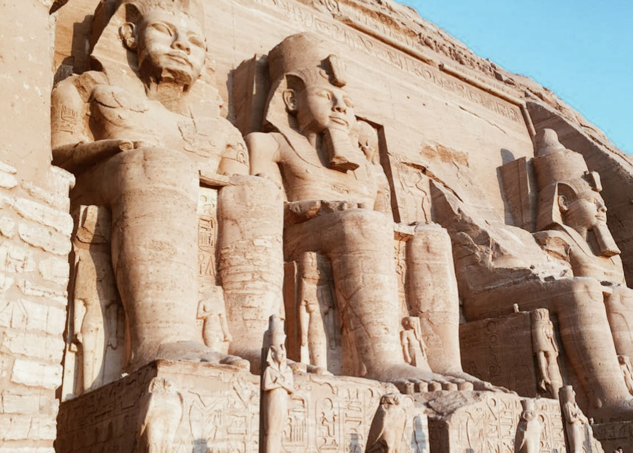 Low angle view of statues at temple