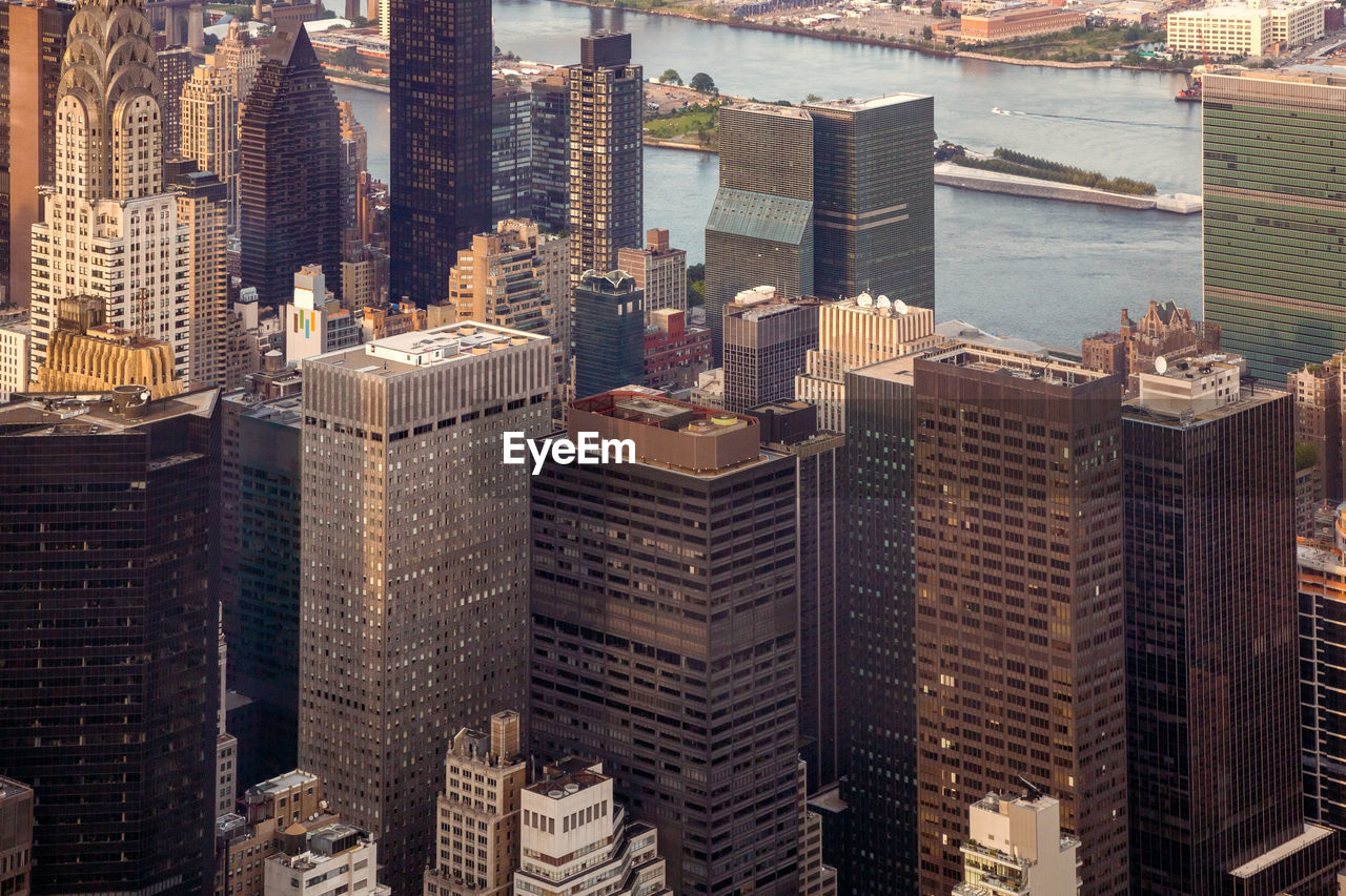 New york city manhattan street aerial view with skyscrapers. skyscrapers new york. skyscrapers