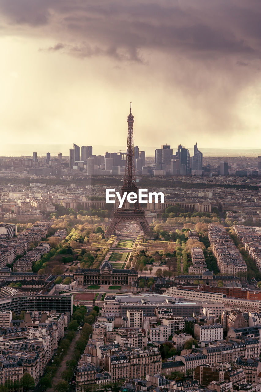 Aerial view of cityscape against sky