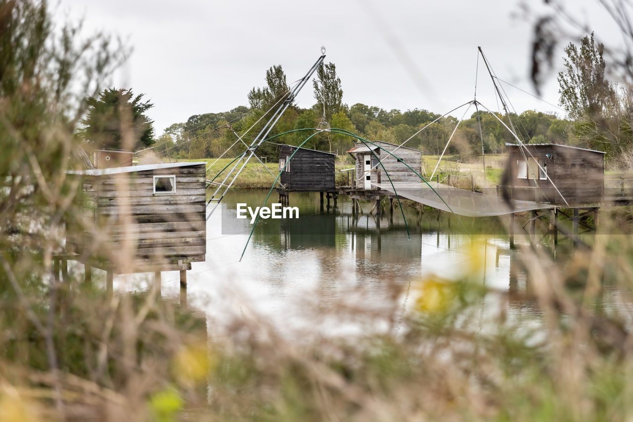 Carrelet de pêche, the emblematic fisherman's hut of the coastal landscapes of vendee, 